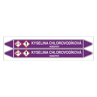 Značení potrubí, kyselina chlorovodíková,2 ks, 450 × 52 mm